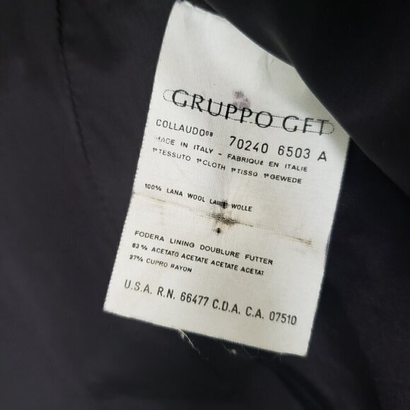 Vintage Ungaro Wool Blazer Collarless V-neck Two Button Pleated Front Black - Picture 9 of 10